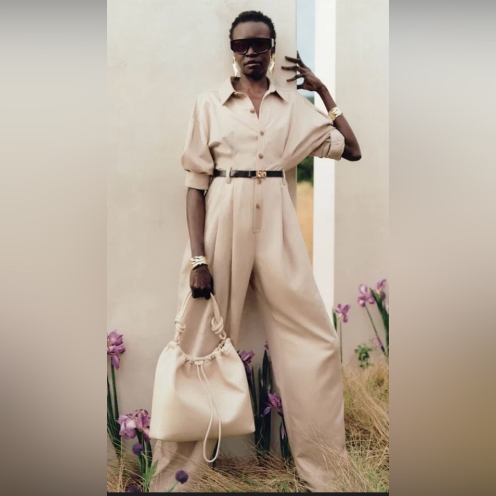 & Other Stories Beige Wide-Leg Utility Jumpsuit
